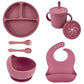 Set 7 pcs assiettes et couverts en silicone