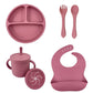 Set 6 pcs assiettes et couverts en silicone