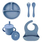 Set 6 pcs assiettes et couverts en silicone